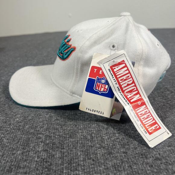 Miami Dolphins Men's Hat Cap Strap Back White Teal NFL Football Script Throwback - Picture 3 of 11